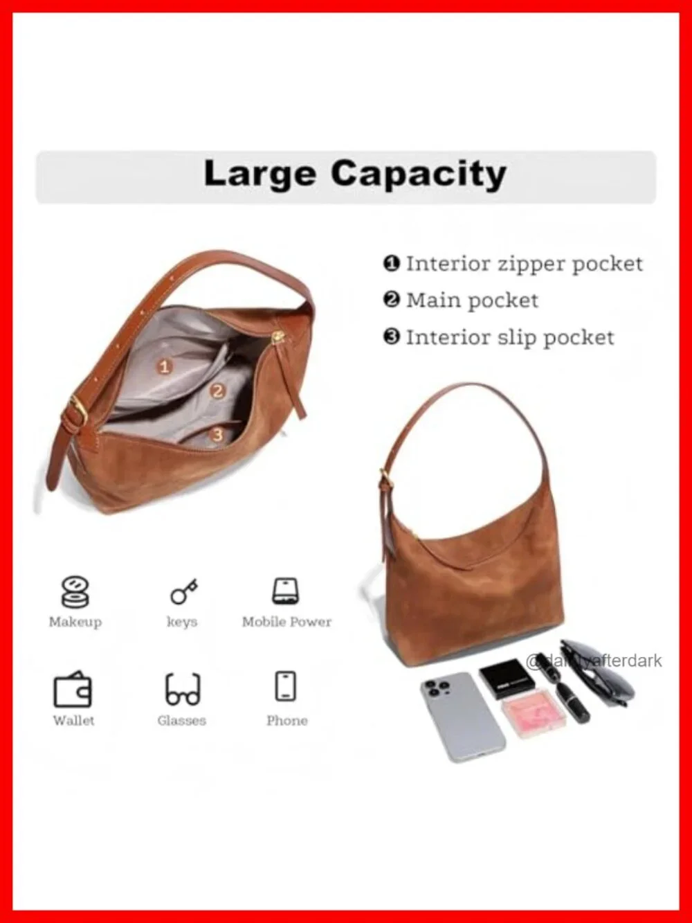 Faux Suede Hobo Bag Medium Shoulder Crossbody Adjustable Strap